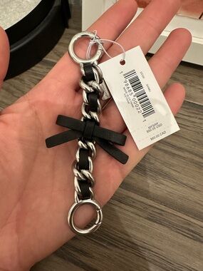 NWT Coach Bow Strap Extender Leather CCI20 Silver /Black
